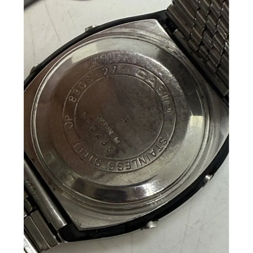 Casio Lithium Alarm Chronograph 83QS-27 Quartz Battery Men Watch Japan Stainless